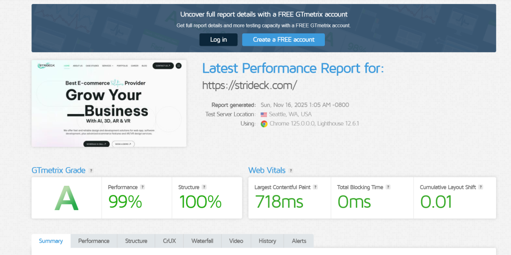 Latest Performance Report for- Strideck Technologies